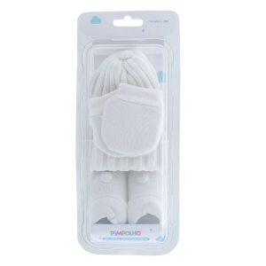 KIT GORRO, LUVA E SAPATINHO PIMPOLHO BRANCO 62212