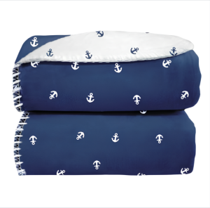 MANTA MICROPOLAR ÂNCORA AZUL LAÇO BEBÊ